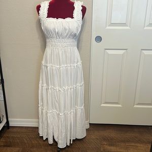 Lulus White Tiered Ruffle Midi Dress